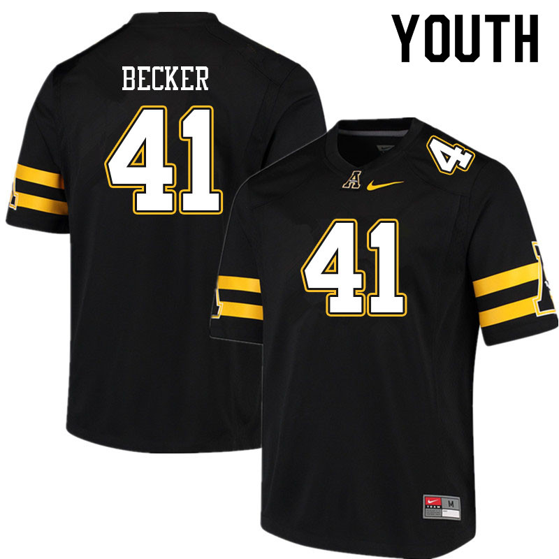 Youth #41 Cole Becker Appalachian State Mountaineers College Football Jerseys Sale-Black - Click Image to Close